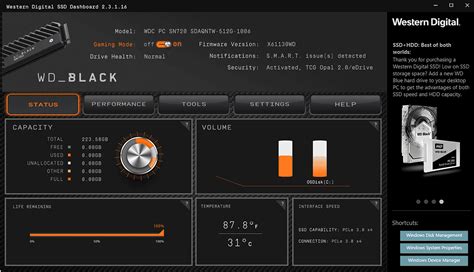 western digital black dashboard.